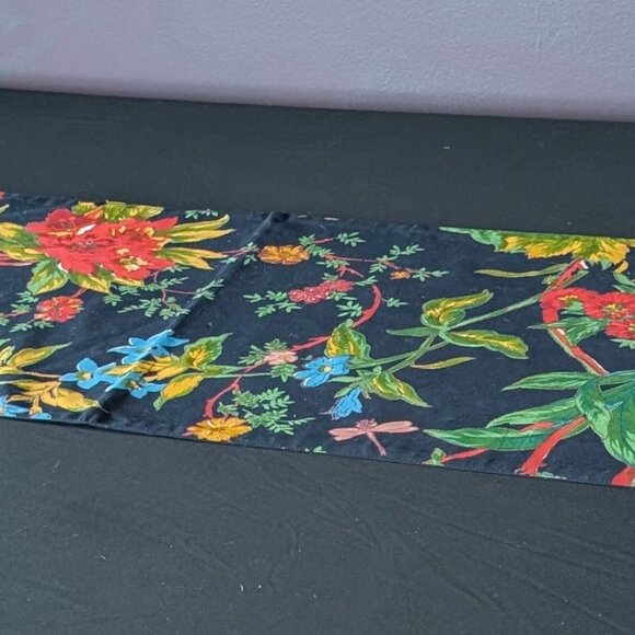 MacKenzie-Childs Botaniste Table Runner Floral Check End Fall Home Decor - Picture 2 of 7